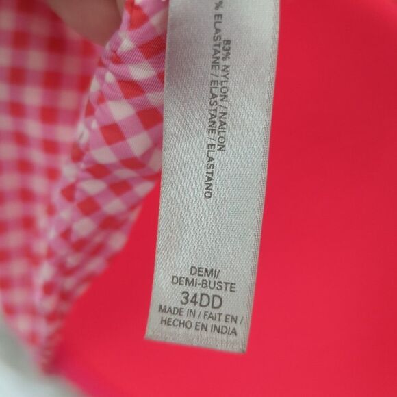 34DD Demi Pink and White Victoria's Secret Bra Colorful Bright Underwire - Picture 8 of 8